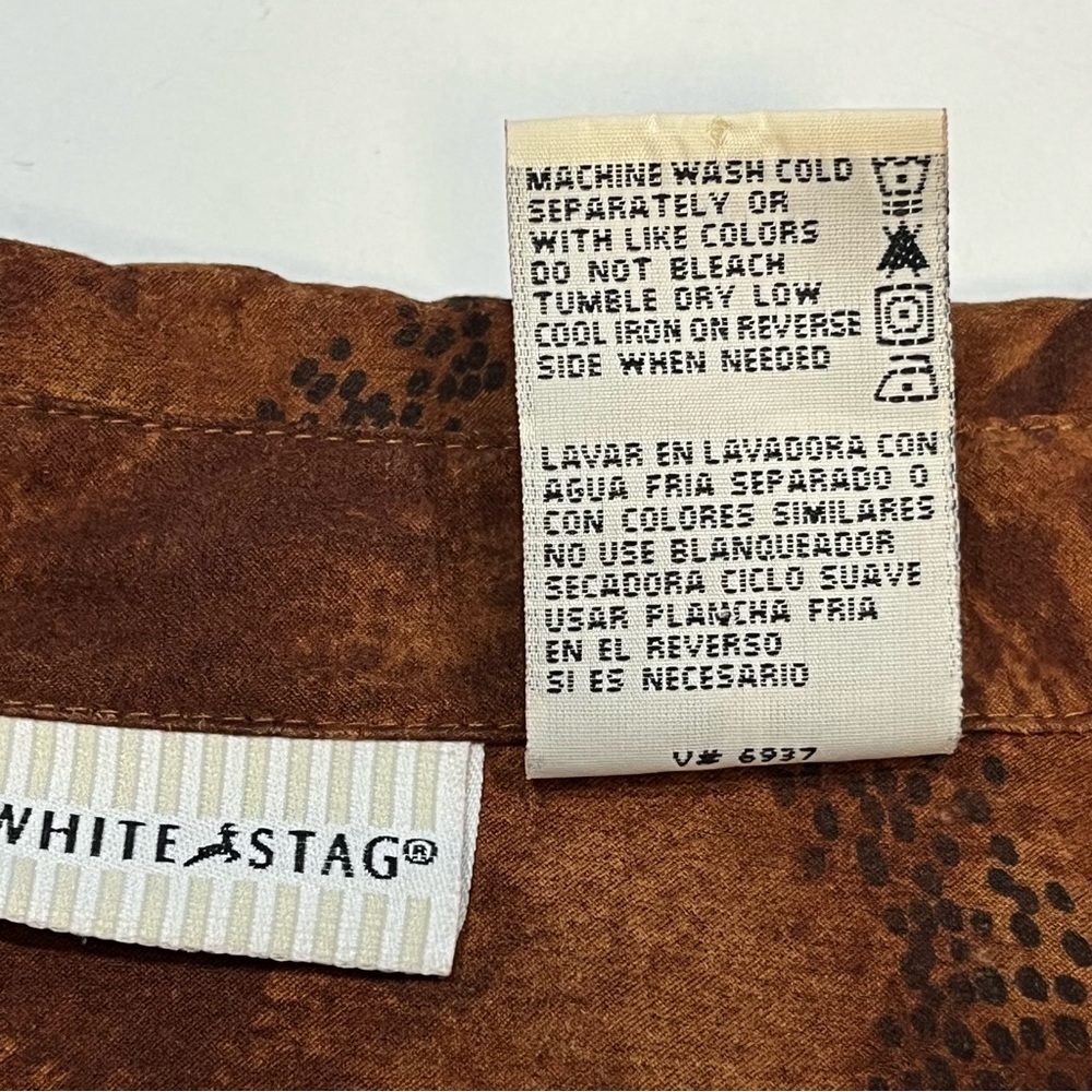 White Stag Brown Animal Cheetah Leopard Print Button Up Shirt Women Medium - Picture 9 of 16